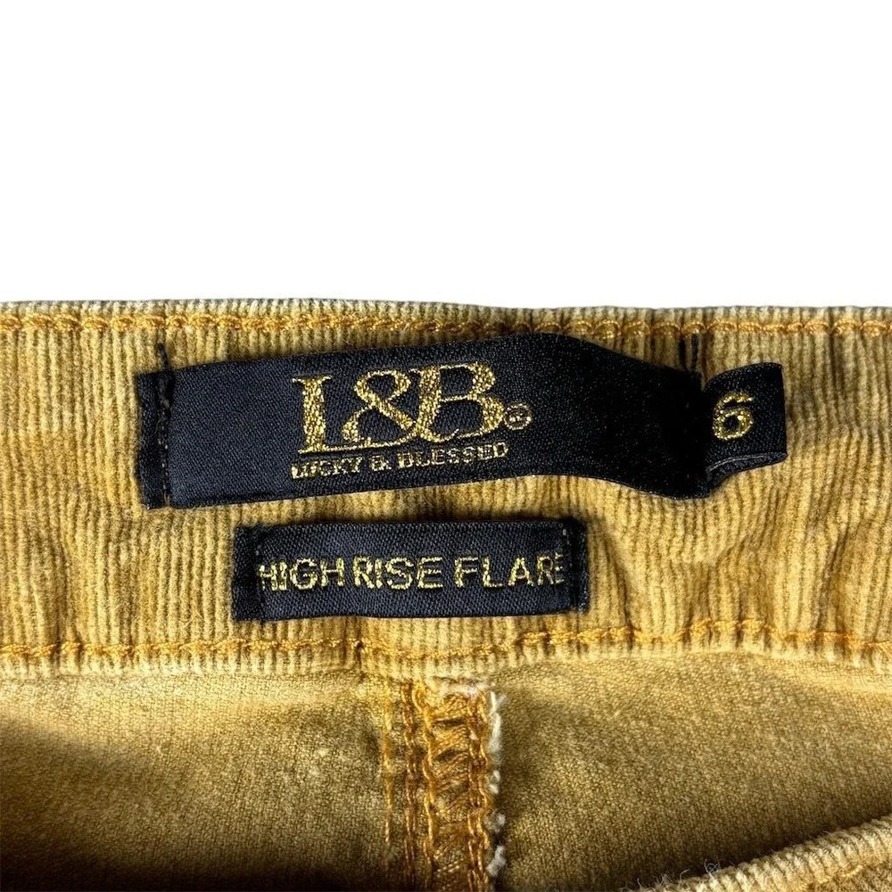 Lucky & Blessed Pants Womens Size 6 Beige‎ High Rise Flare Wide Leg Fray